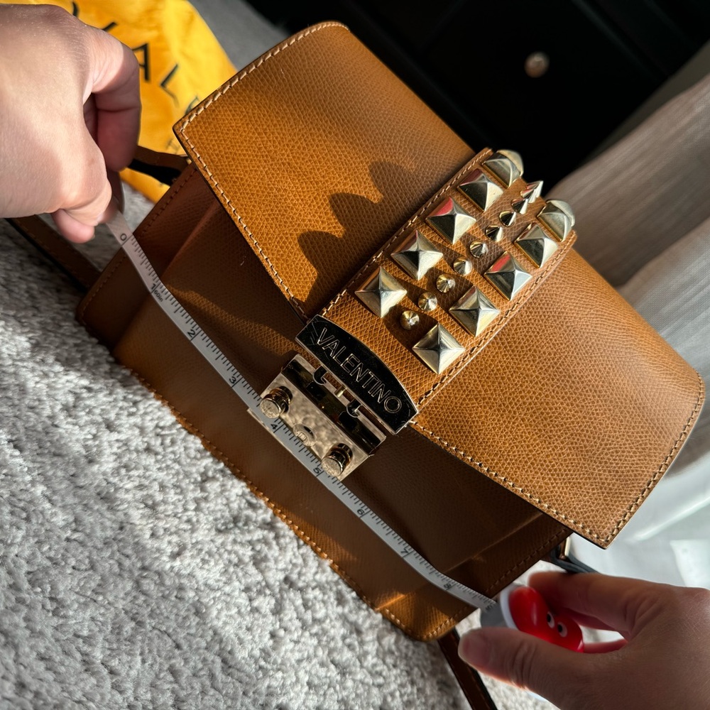 Mario Valentino Tan Crossbody Bag with Gold Accents - Picture 11 of 16